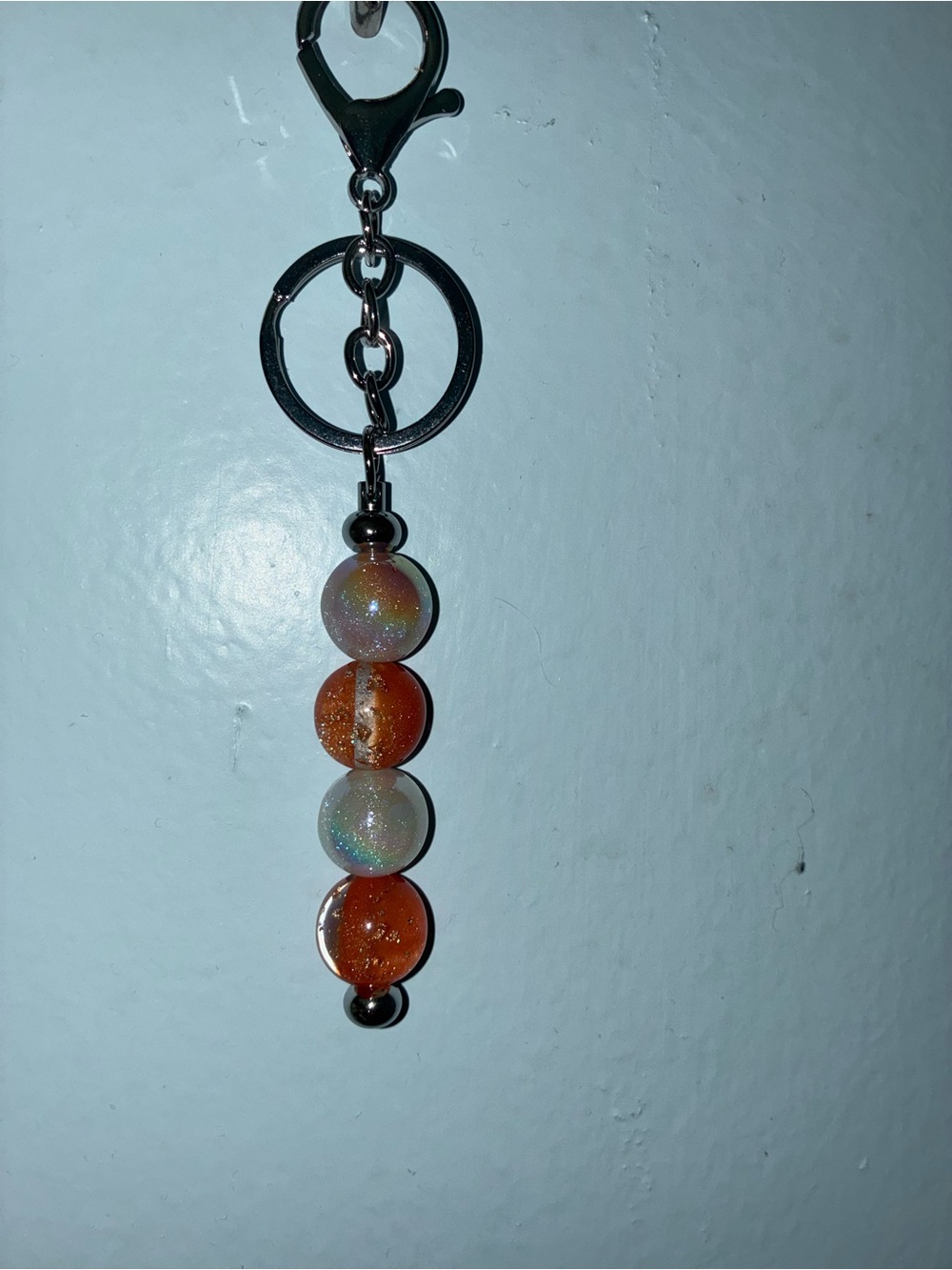 Sugar’s Handcrafted Creations Sparkling Orange & Cream Beaded Keychain Charm
